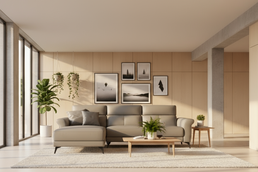 Primo L-Shape Half Leather Recliner Sofa