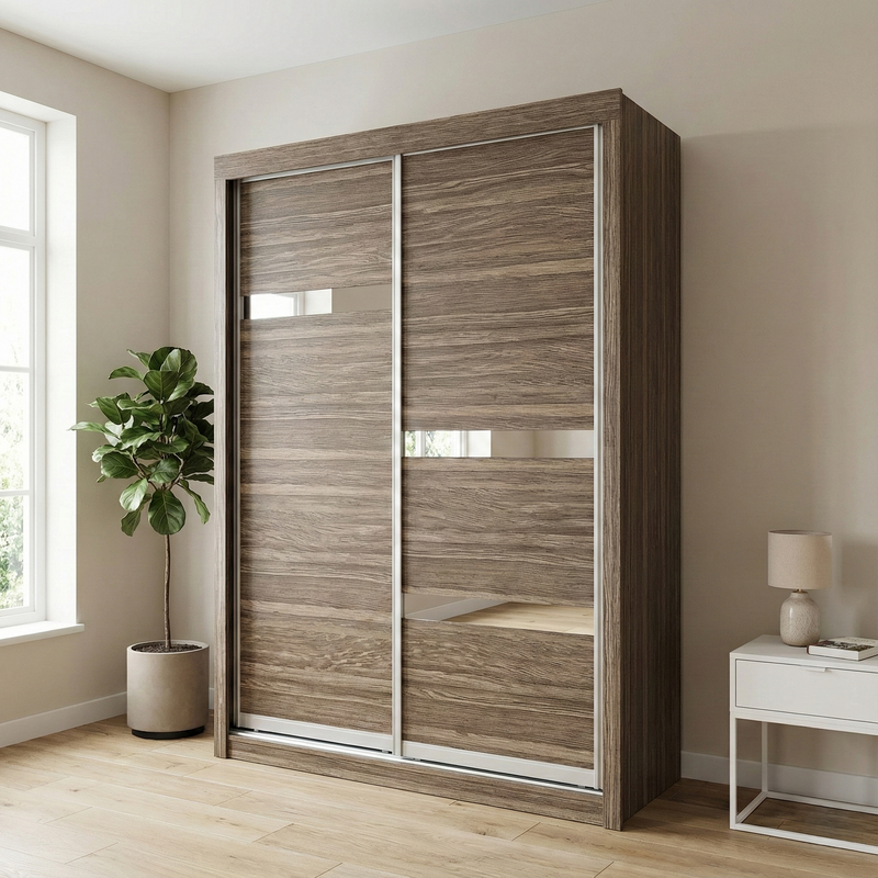 Urban Walnut Sliding Door Designer Wardrobe