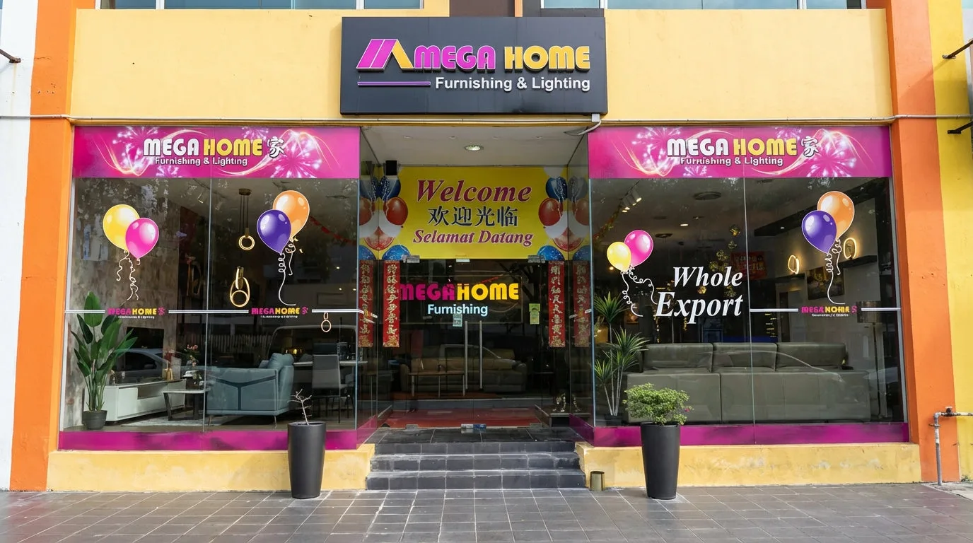 Mega Home Furnishing storefront entrance