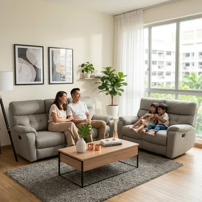 Aero Fabric Recliner Sofa in a bright Singapore home