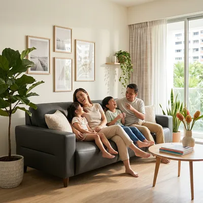 Aster Fabric Sofa in a bright Singapore home