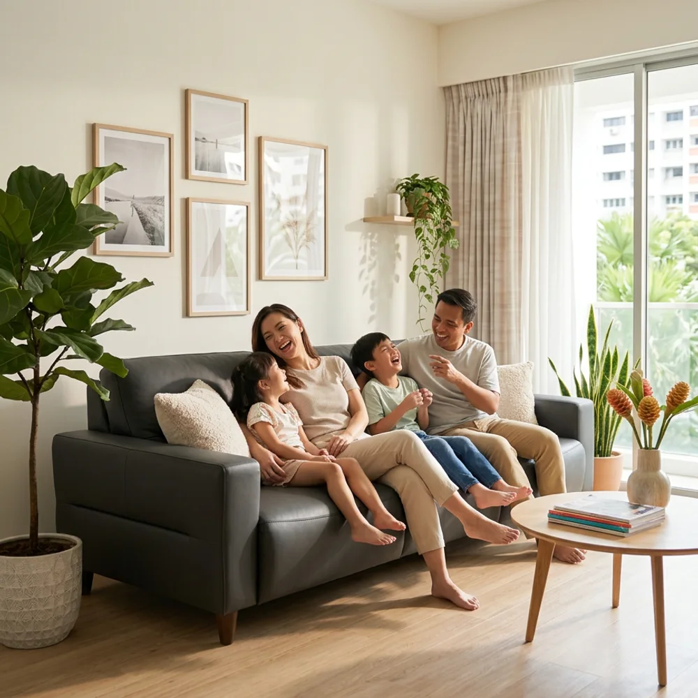 Aster Fabric Sofa in a bright Singapore home