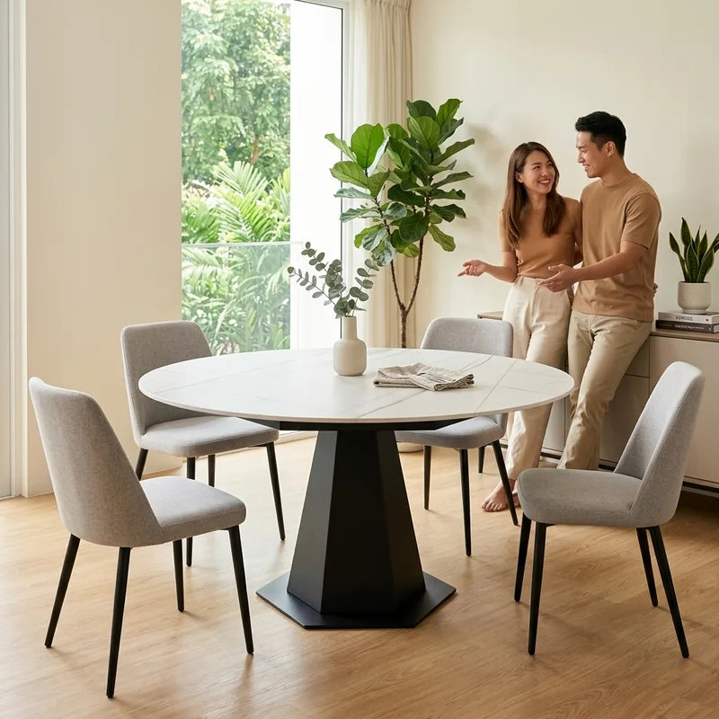Astra Extendable Sintered Stone Dining Table in a bright Singapore dining room