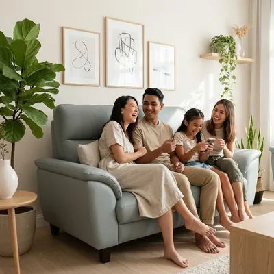 Dario Fabric Sofa in a bright Singapore home