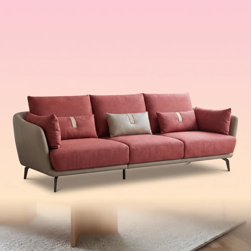 Euro 3 Seater Sofa, Leather & Fabric Combination
