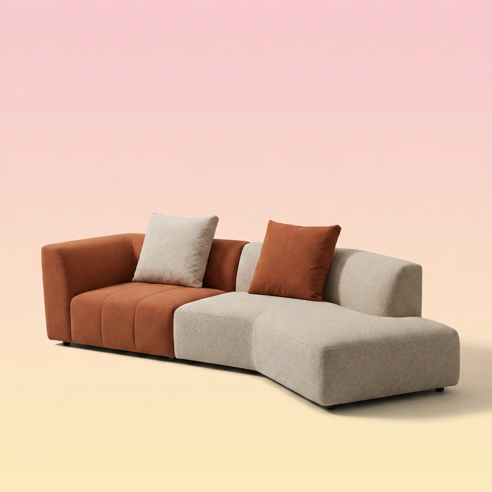 5 Seater Full Fabric Curved Sofa