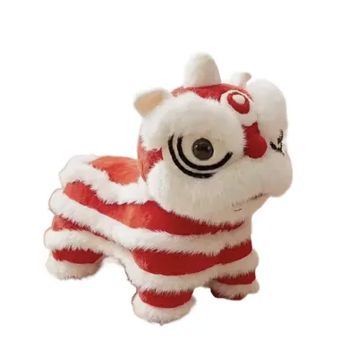 Red lion dance plush stool