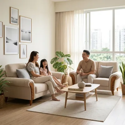 Maple Fabric Sofa in a bright Singapore home