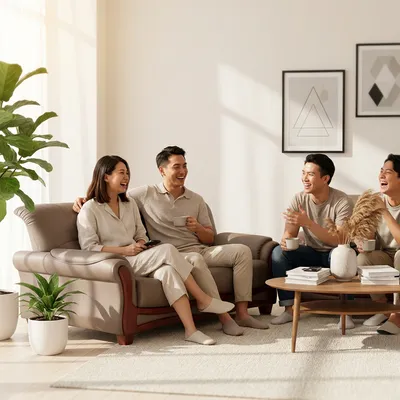 Morris Fabric Sofa in a bright Singapore home