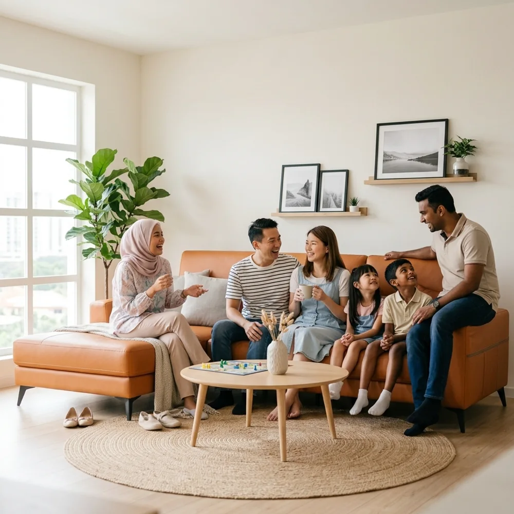 Urban Half Leather L-Shape in a bright Singapore home