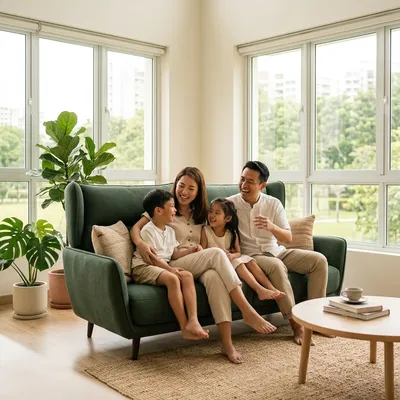 Zagreb Fabric Sofa in a bright Singapore home